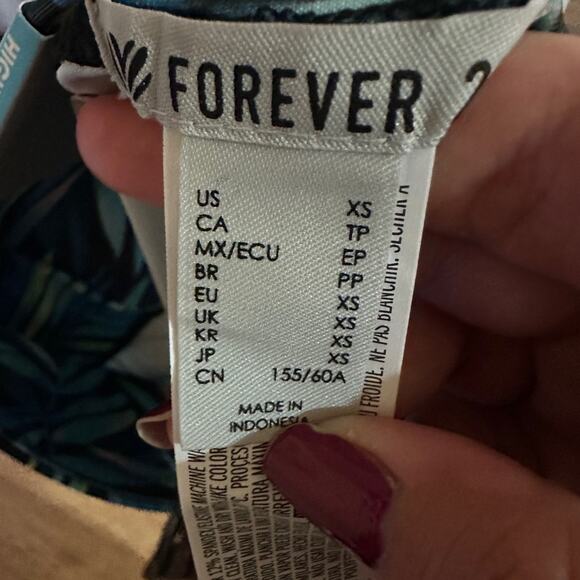 🍷NWT forever 21 high waisted tropical printed yoga athletic pants size xs - Picture 4 of 7